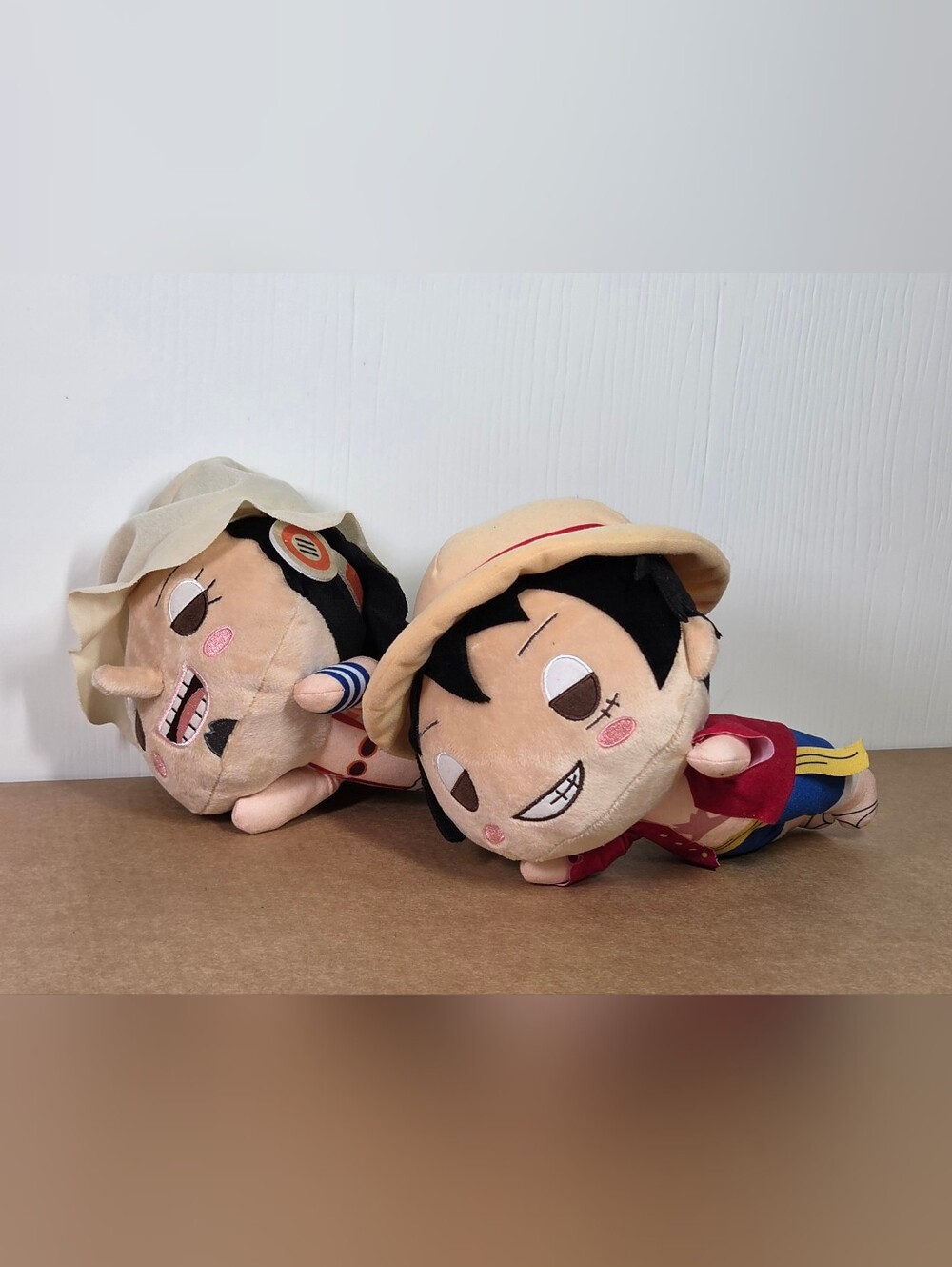 One Piece Lay Down Luffy Usopp Plush 8” Round 1 Exclusive Lot of 2